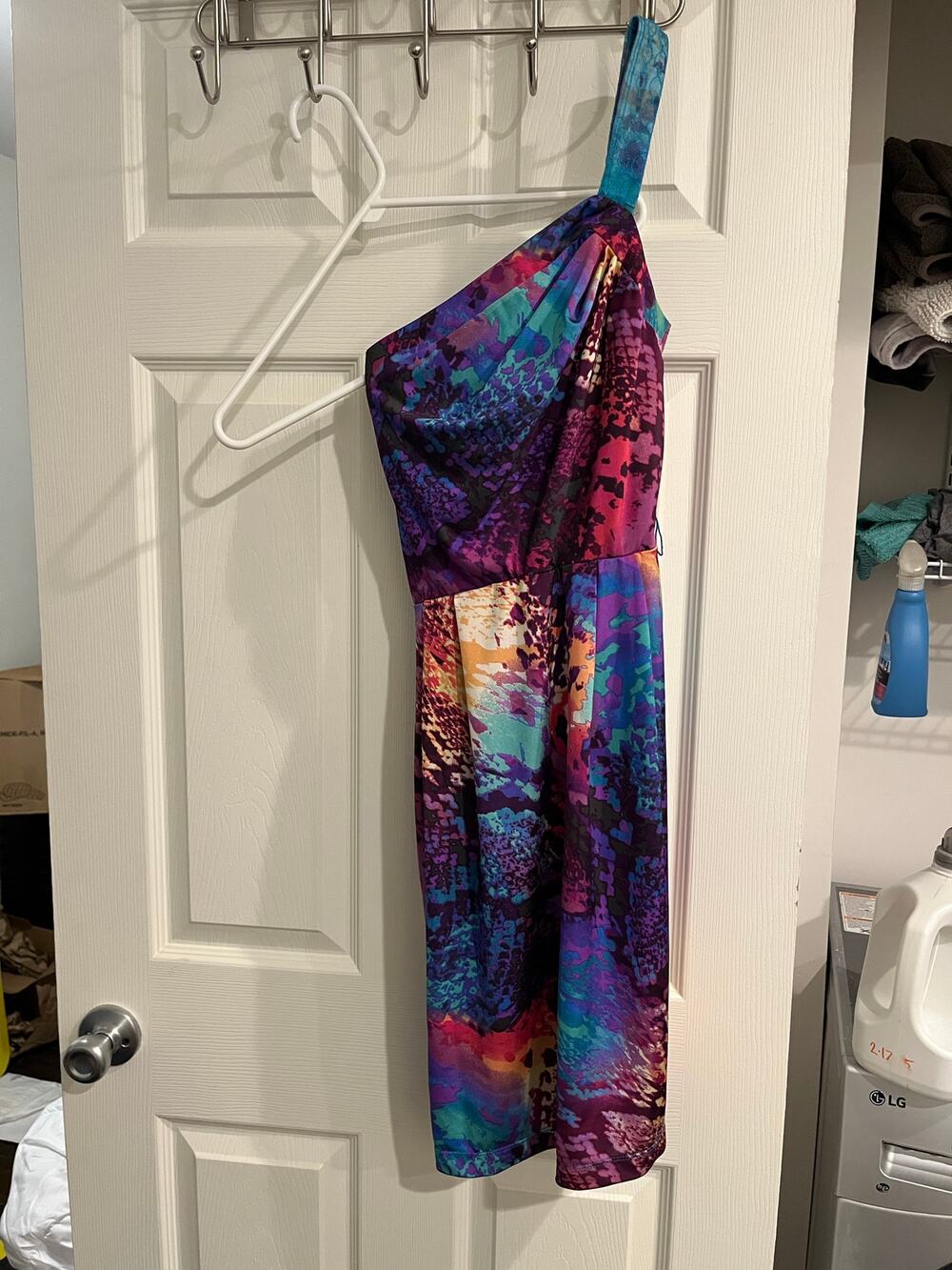 Bisou Bisou by Michele Bohbot Multicolor One Shoulder Cocktail Dress Size 4